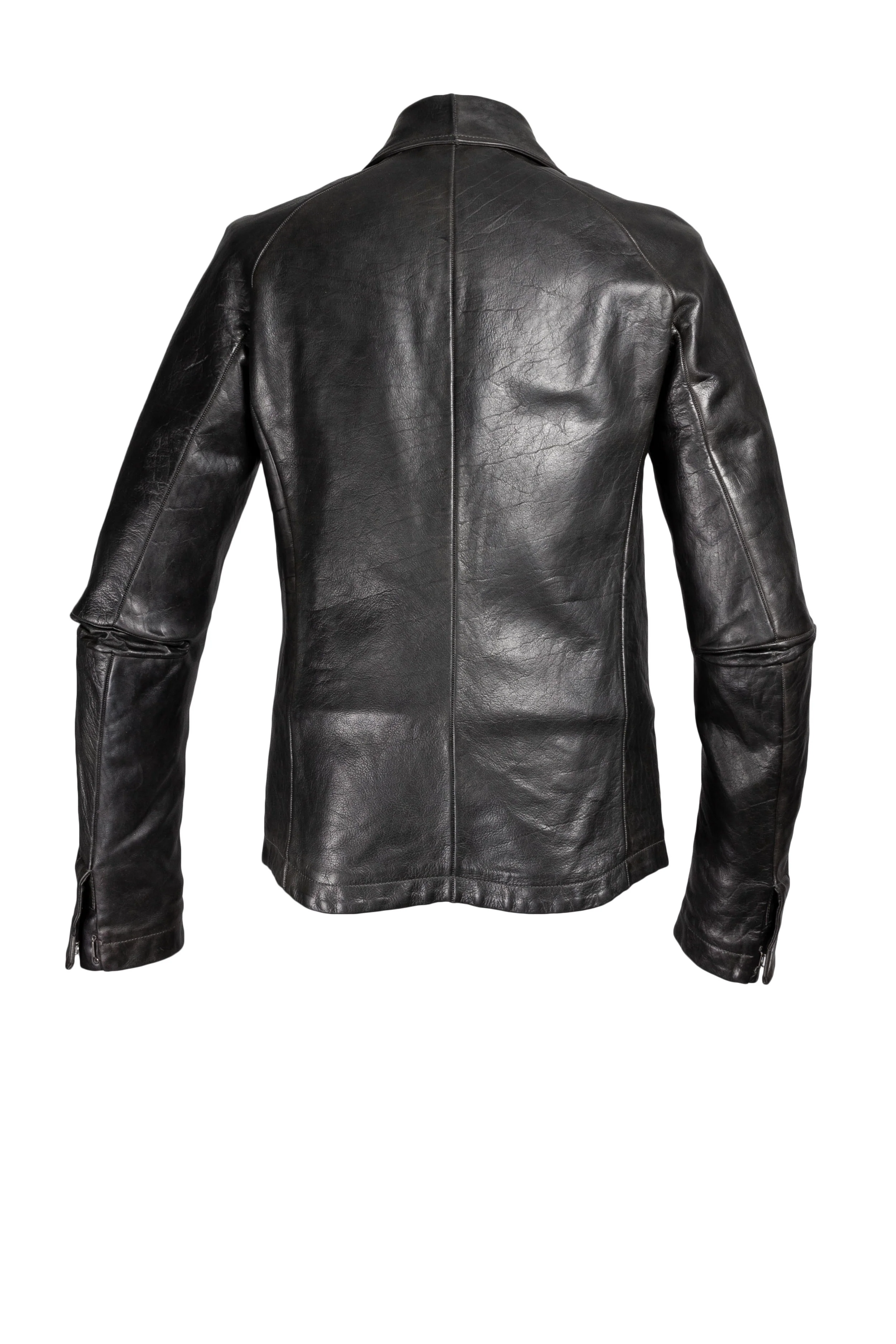 Object Dyed Lined Scarstitched Leather Jacket - Image 3
