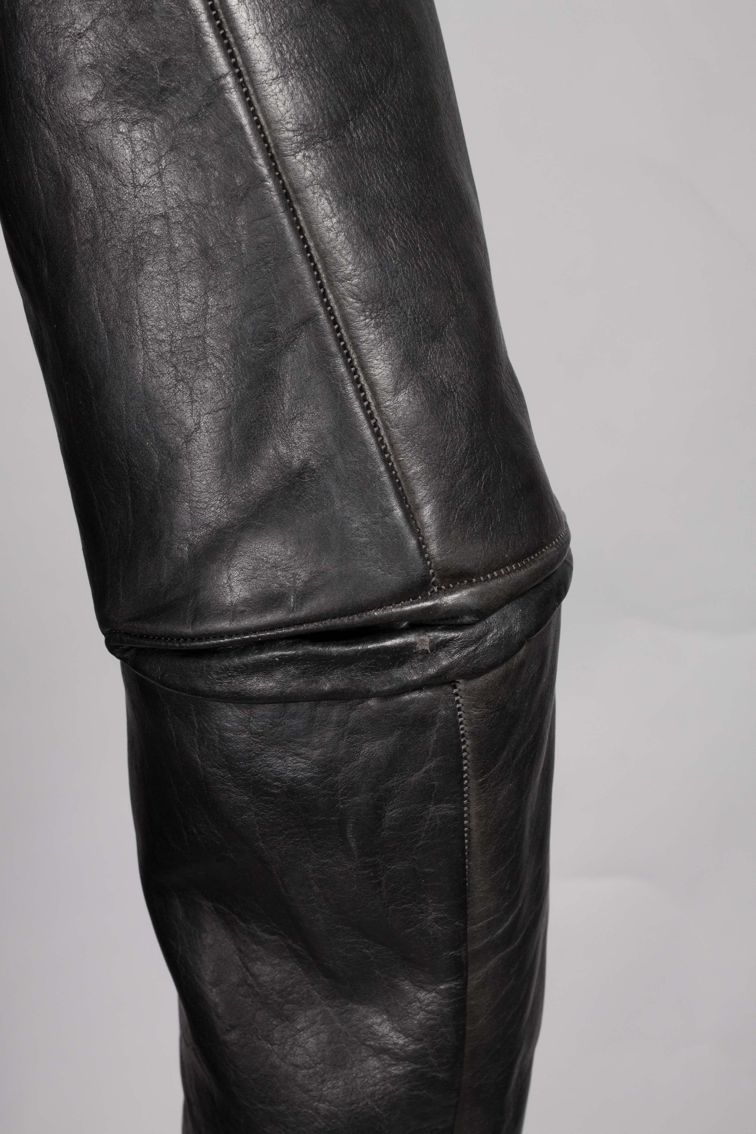 Object Dyed Lined Scarstitched Leather Jacket - Image 5