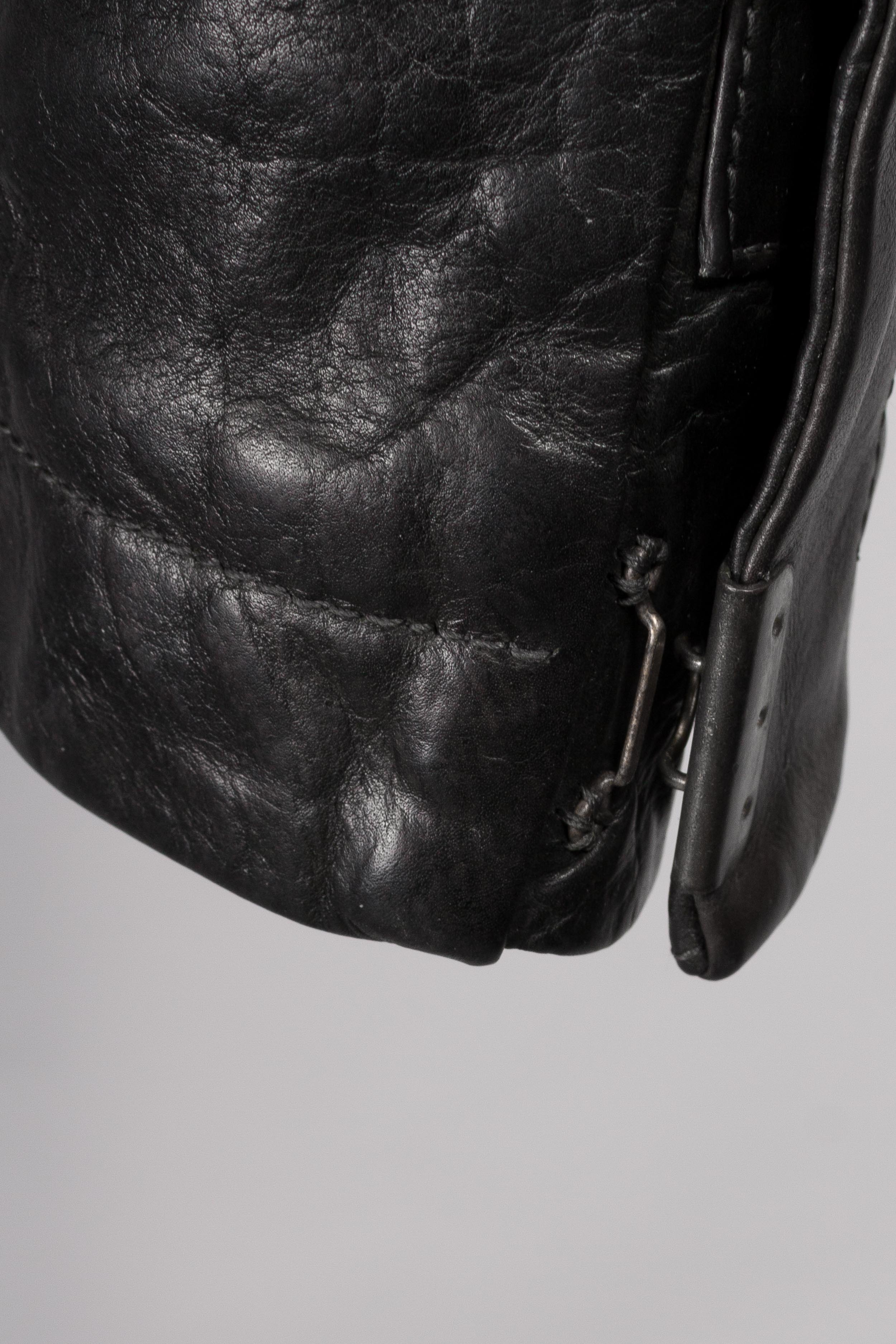 Object Dyed Lined Scarstitched Leather Jacket - Image 6