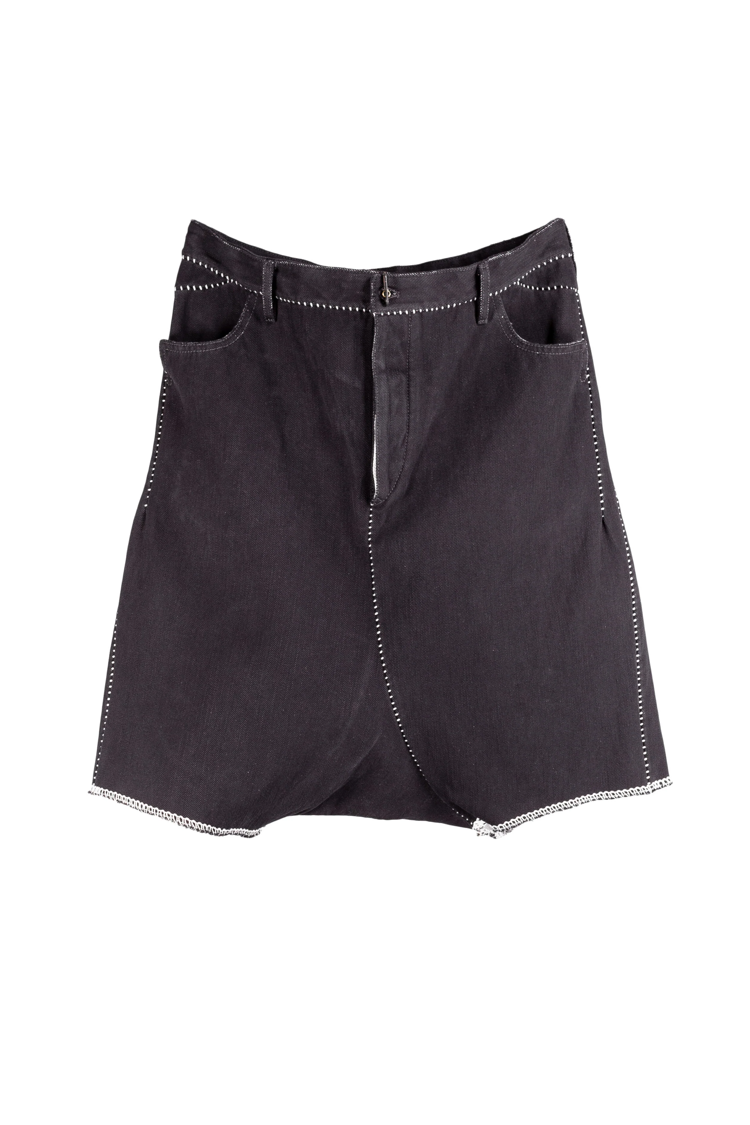 Overlock Dead End Short Apron Jeans