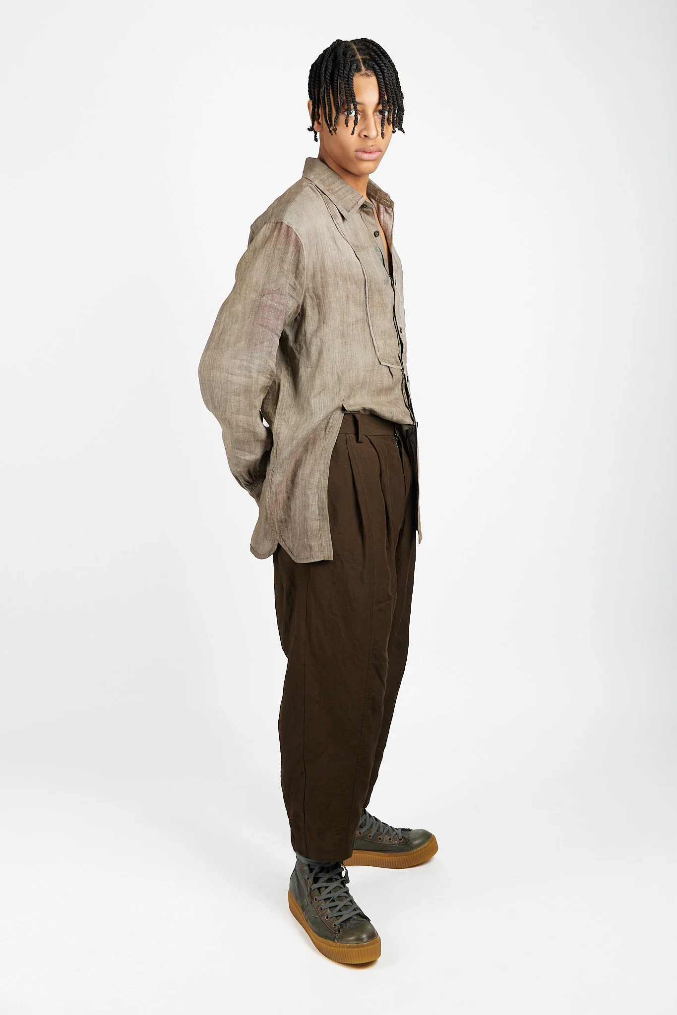 Pleated Drop Crotched Trousers - Image 2