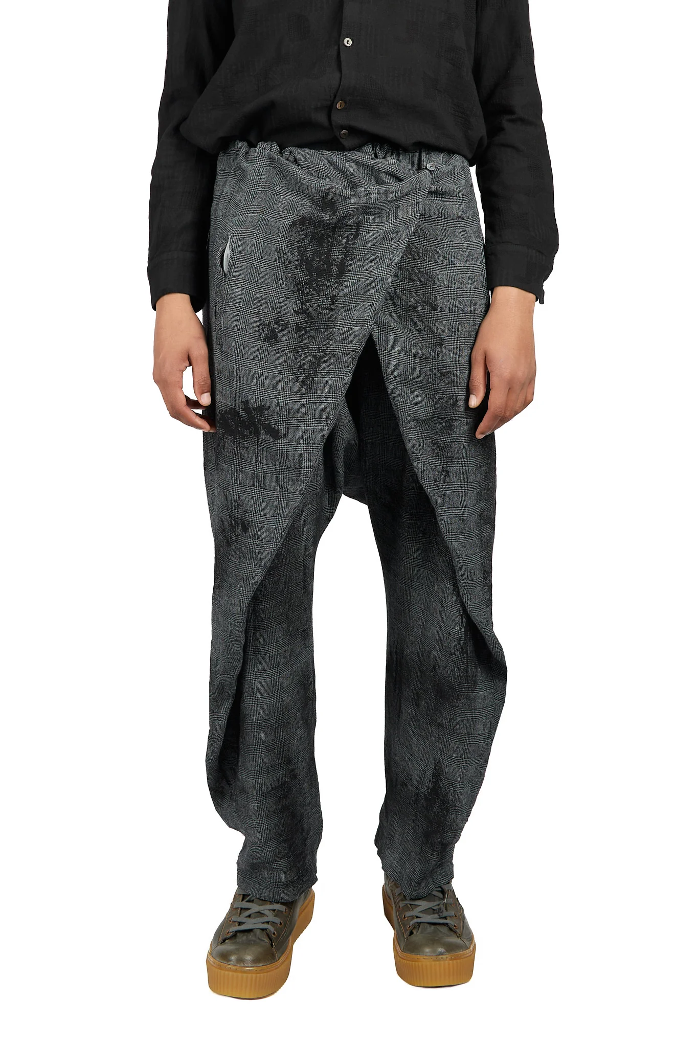 Prince of Wales Check Tie Dyed Wrap Trousers