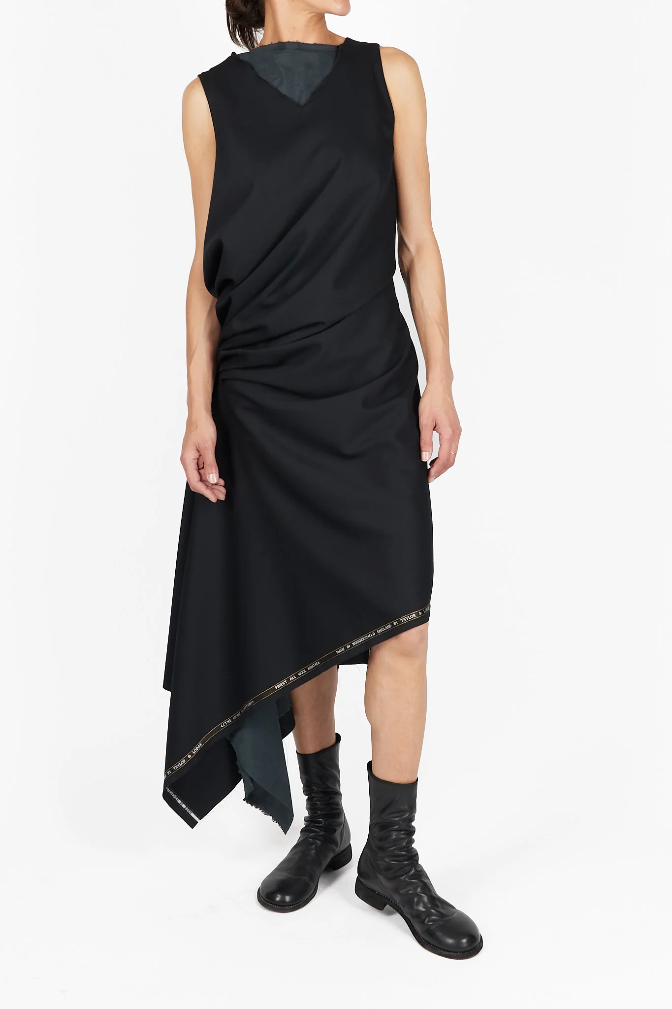 Side Pleat Wool Dress - Image 2