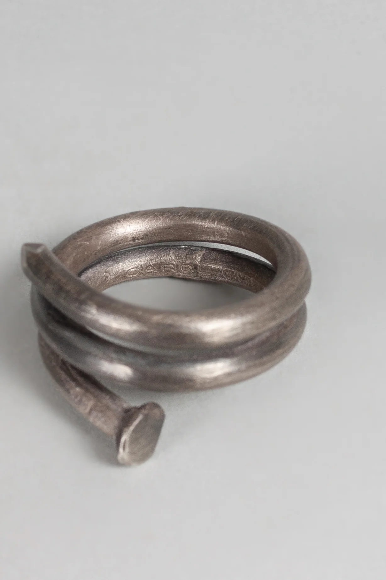 Spiral Nail Silver Ring - Image 3