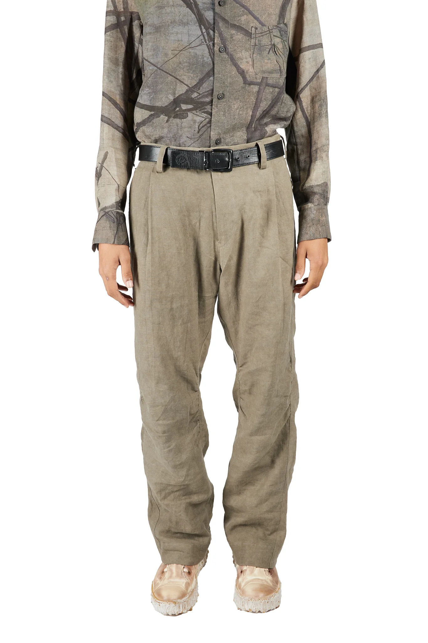 Straight Leg Gathering Trousers