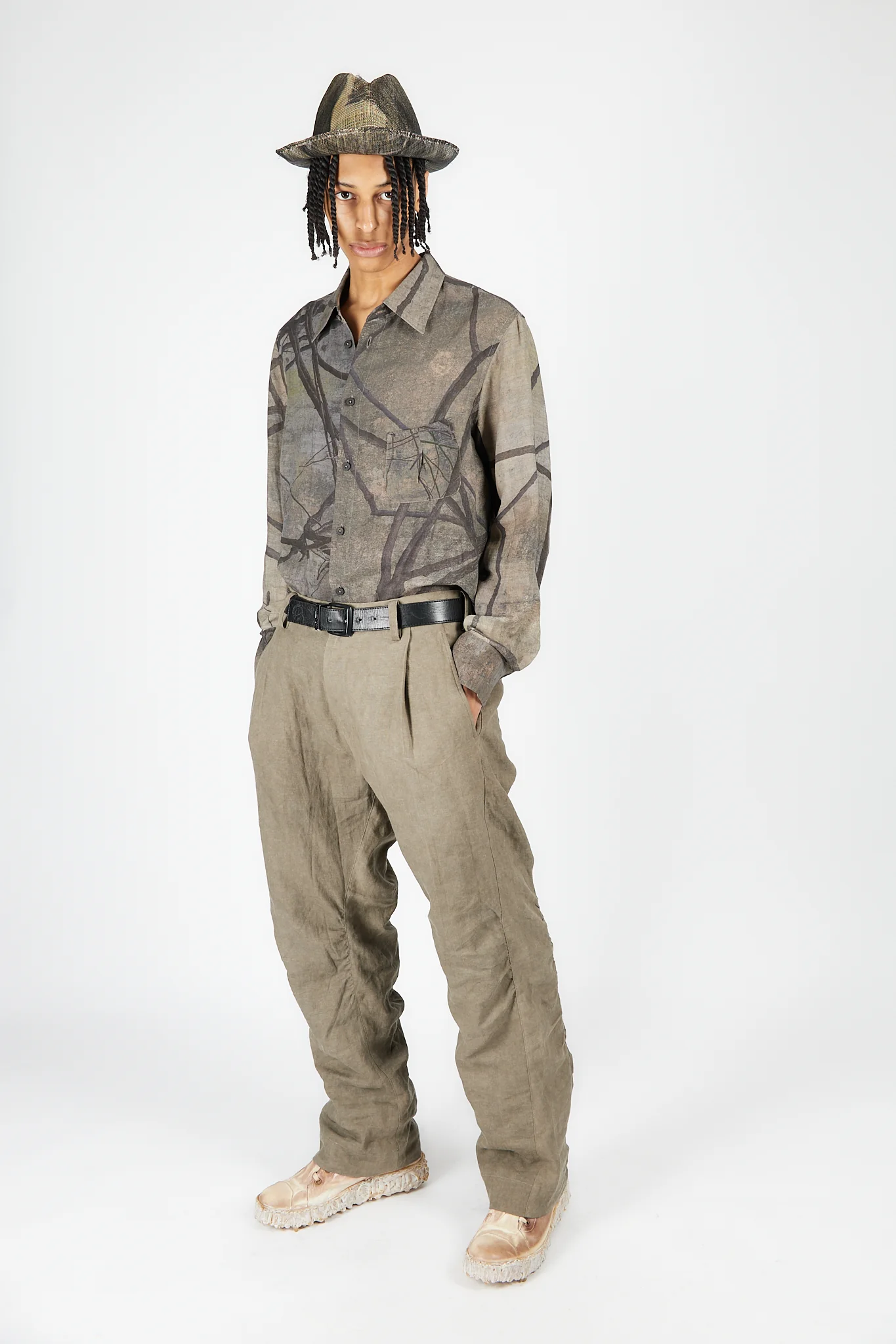 Straight Leg Gathering Trousers - Image 2